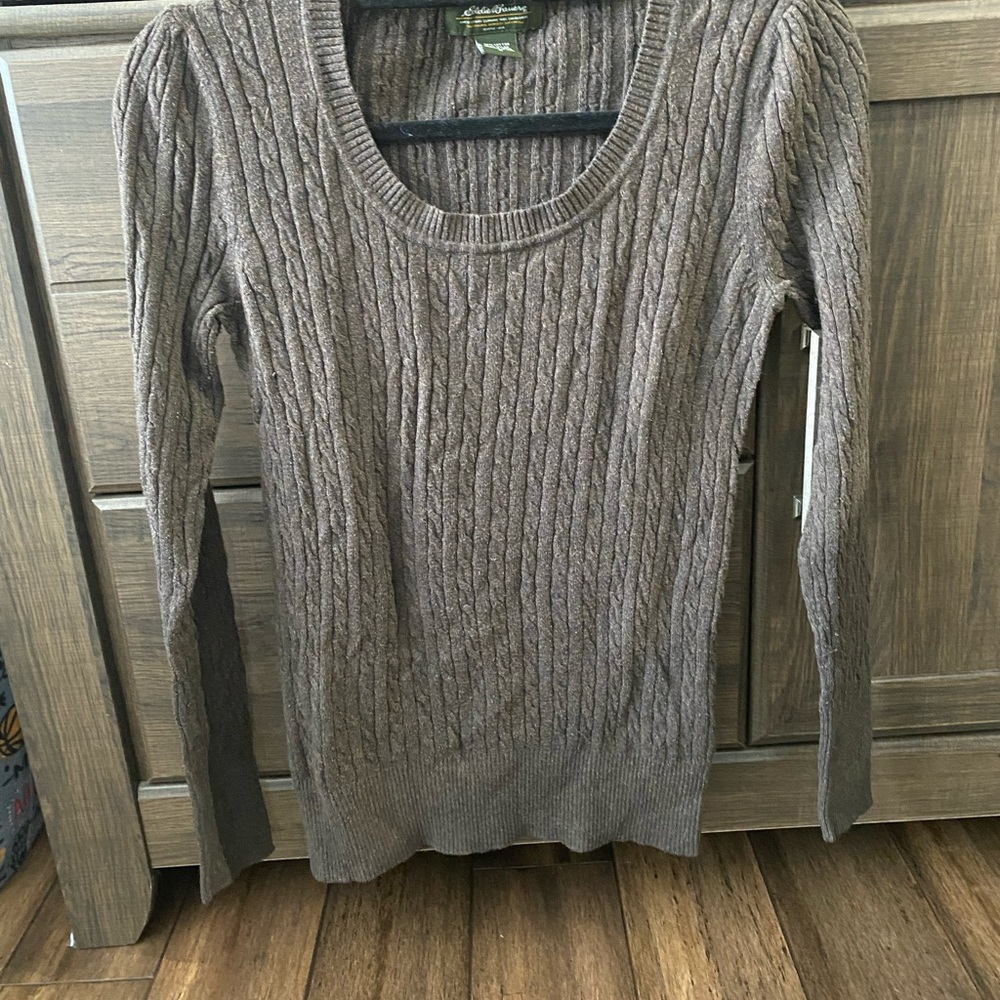 Eddie Bauer pullover brown size M long sleeve round neck knit sweater EUC